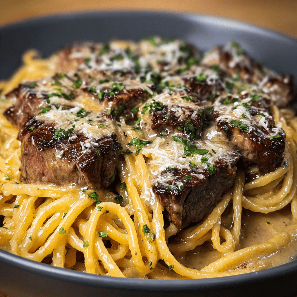 This Garlic Parmesan Steak Pasta is the Best Keto Meal You'll Ever Make!