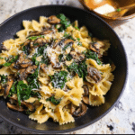 Lazy Girl Keto Skillet Pasta with Spinach and Mushrooms (Under 20g Carbs!)