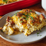 The Best High Protein Keto Biscuits and Gravy Casserole (Low Carb!)