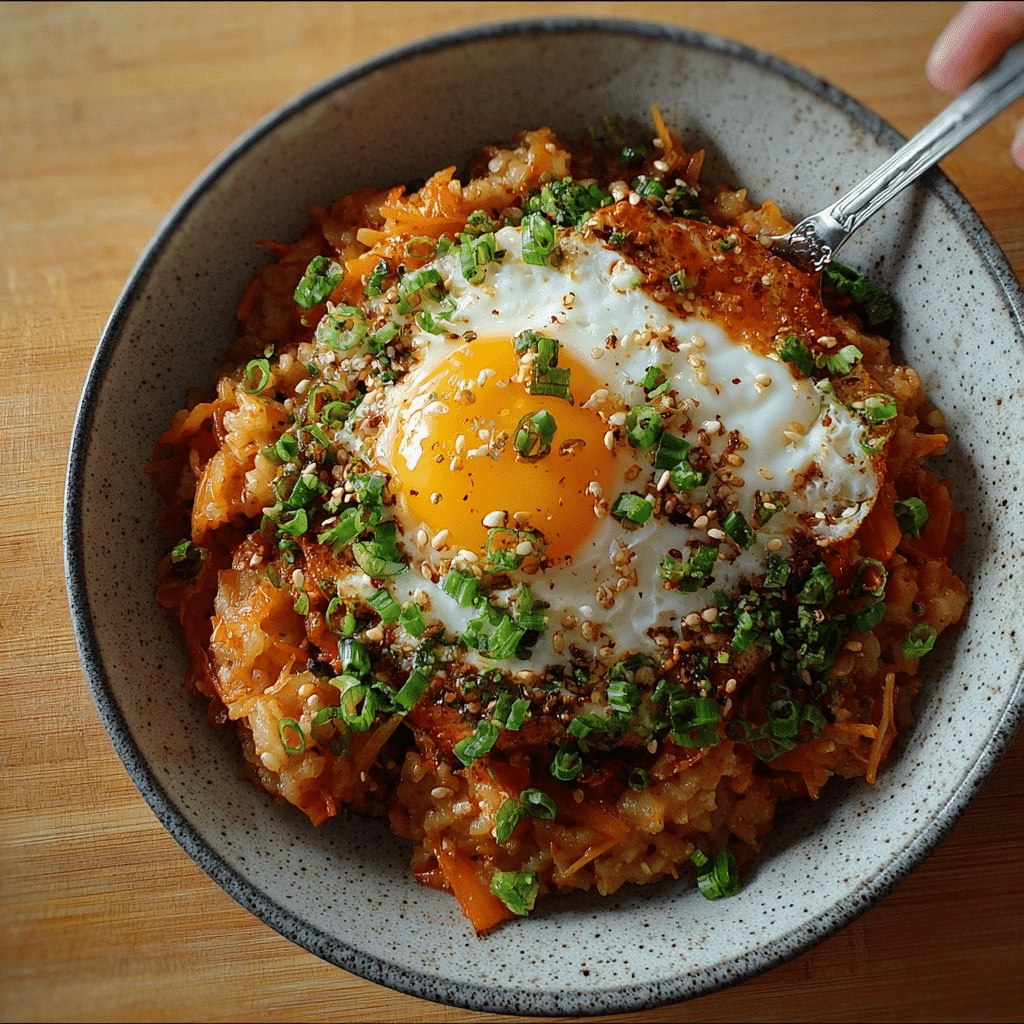 High Protein Savory Breakfast: Easy Low Carb Kimchi Oatmeal