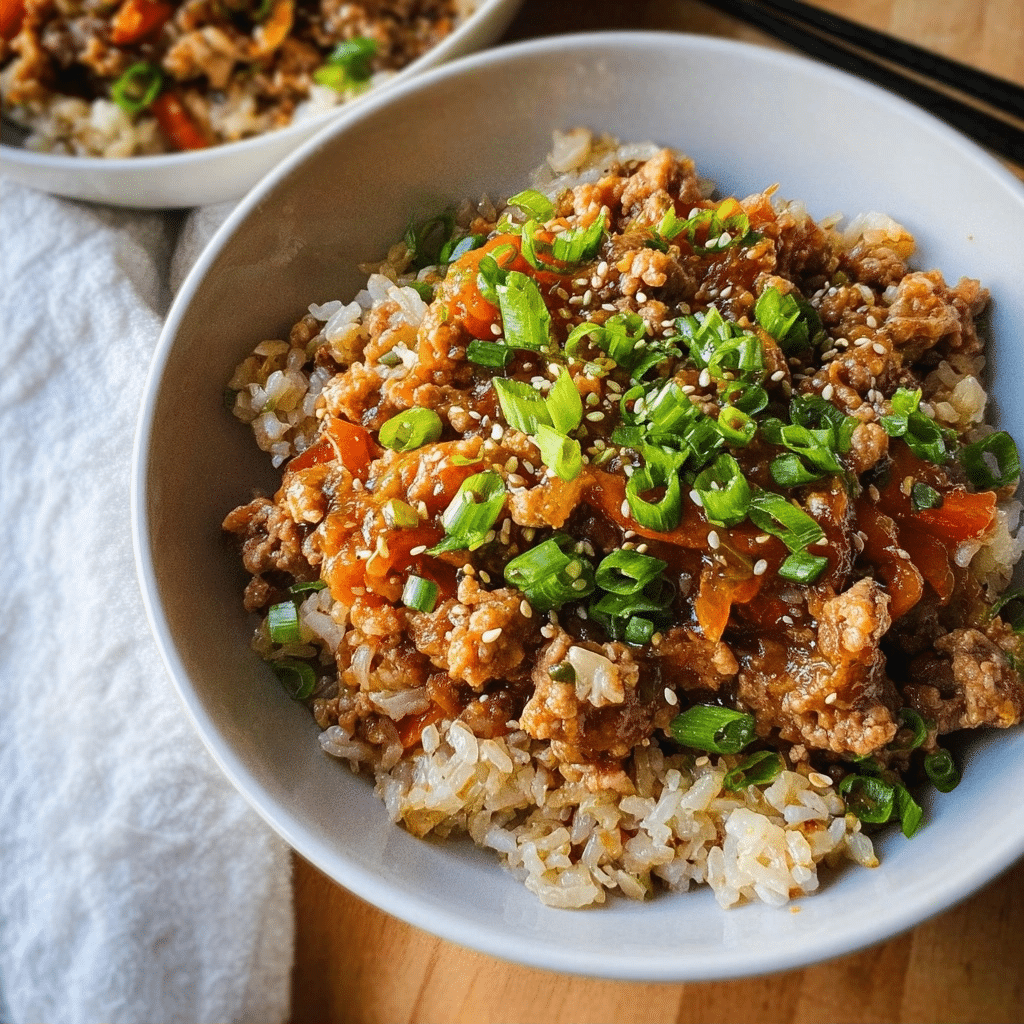 Healthy Ground Turkey Teriyaki Rice Bowl Recipe