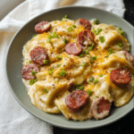Crockpot Pierogi Casserole with Kielbasa Recipe