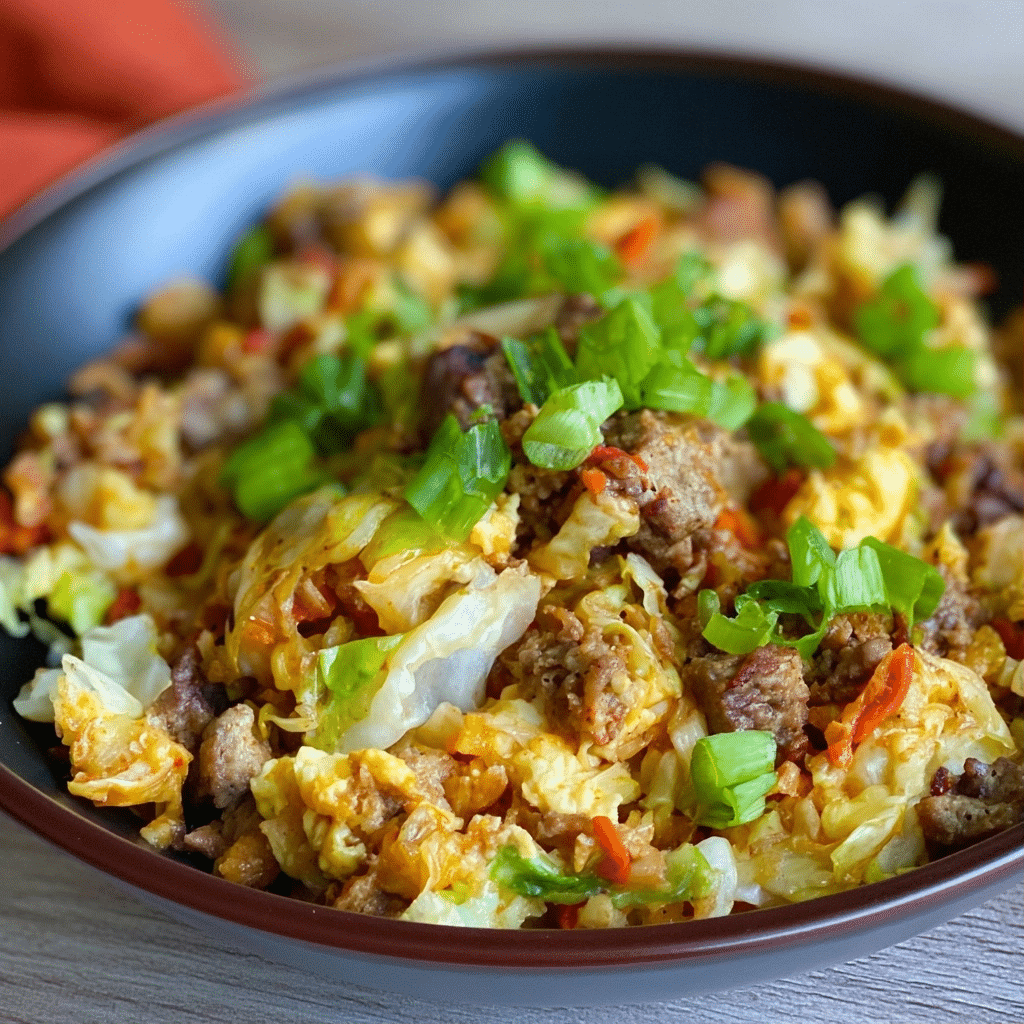 Cheesy Ground Beef Egg Roll in a Bowl Recipe