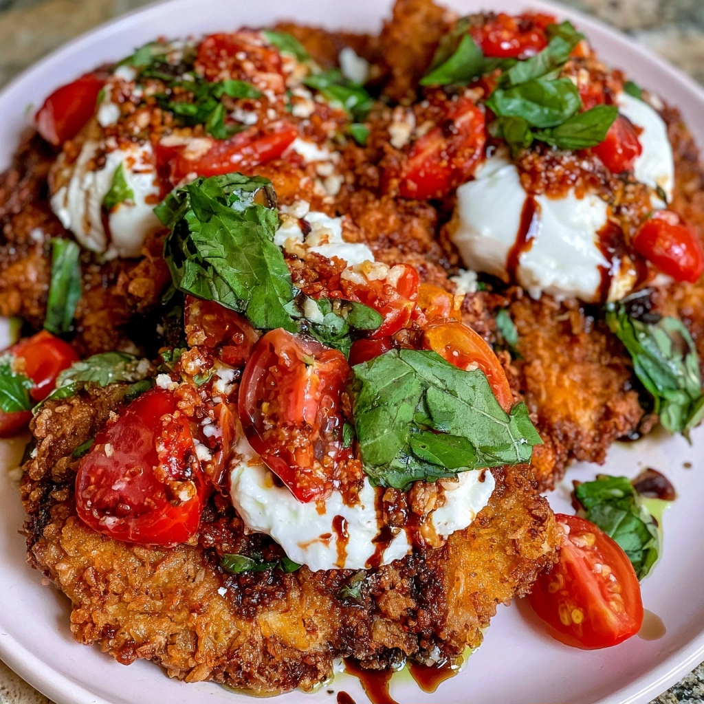 Crispy Breaded Chicken Caprese | Burrata & Balsamic Glaze